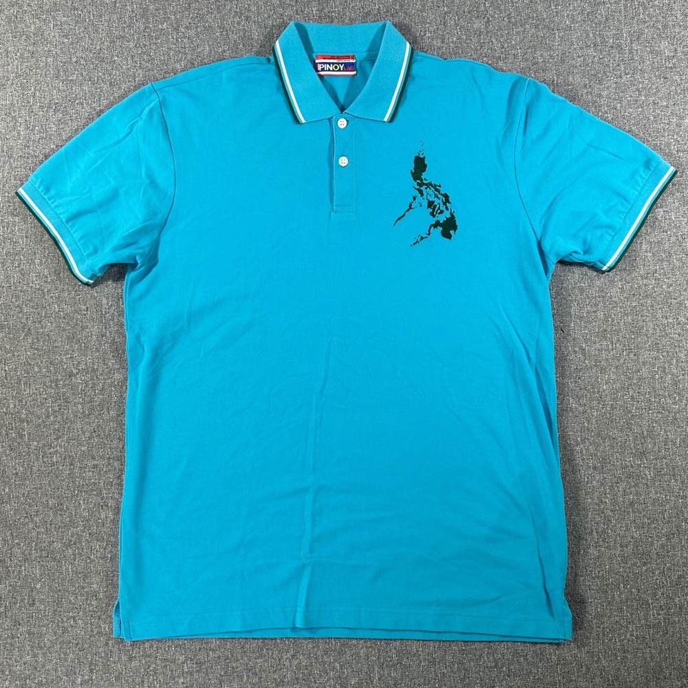 Pinoy Lab Bench Philippines Map‎ Polo Shirt Mens XL Blue Short Sleeve Pique 🇵🇭